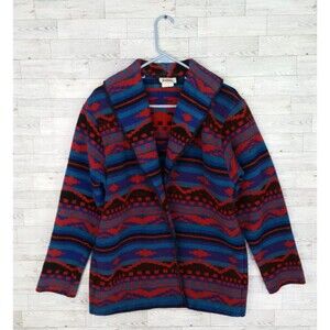 Vintage‎ 80s Jo Hardin Red Blue Southwestern Western Aztec Jacket Coat Size 8